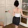 Top de Malla Sexy Estilo Francés con Almohadilla Fija en el Pecho Diseño de Varillas Top de Tirantes Hot Girl Espalda Hermosa Base para Mujer