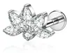 Piercing G23 liga de titânio full-body 5 brincos de zircônia marquise, pino de cartilagem de titânio, rosca interna 0.9, base reta, haste de 8mm