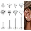Novos Piercings Labret e de Osso da Orelha de Aço Inoxidável com Rosca Interna Transfronteiriços com Hastes de 6-12mm e Múltiplas Cabeças de Reposição, Joias para Piercing em Estoque