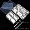 Plato para Comida Rápida de Acero Inoxidable 304, Lonchera Profunda para Adultos Trabajadores de Oficina con Tapa, Plato Compartimentado, Charola para Comida de Cafetería, Vajilla