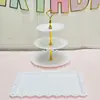 Arranjo de Aniversário Decorações de Mesa de Sobremesas Prateleira de Exibição de Casamento Europeu Mesa de Frutas Bandeja de Plástico para Bolo Suporte para Lanches