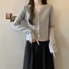 Cardigã de malha fino preto de manga longa para outono e inverno, jaqueta suéter externa curta de corte justo para mulheres baixinhas