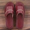 Sandalias Abiertas de Piel de Vaca Bordadas a Punto de Cruz para Primavera y Verano para Uso en Casa, Pantuflas de Cuero para Pareja, Zapatos Antideslizantes y Resistentes al Desgaste para Interiores, Color Caramelo