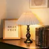 Lámpara de mesa de lino hecha a mano, estilo campo francés, vintage natural, nórdico, wabi-sabi japonés, estilo bosque, rayada, de lunares, mesita de noche de dormitorio