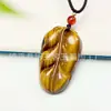Colgante de Bodhisattva Guanyin de Piedra Ojo de Tigre Amarillo Natural con Doble Pixiu Jade al por Mayor Cristal Colgante de Dragón Ojo de Tigre