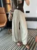 ¡Viene con una sensación refrescante! Pantalones de pierna ancha de Tencel y ramio para mujer, estilo fino de verano, talla petite, corte holgado, cordón, pantalones casuales cropped