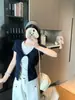 Verão 2026 Novo Estilo Coreano Versátil Moda de Alta Qualidade Floral Falso Duas Peças Nó Torcido Gola Redonda Manga Curta Camiseta para Mulheres