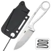 Cuchillo Recto para Exteriores de Venta Caliente Transfronteriza, Cuchillo Recto Pequeño Hormiga, Cuchillo Portátil EDC para Supervivencia en la Naturaleza, Acero Completo Lavado a la Piedra con Funda K