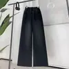 Jeans Casuais de Perna Reta com Cintura Elástica Estilo Coreano Minimalista para Mulheres, Novo Inverno 2025 Tamanhos Grandes Calças de Perna Larga Emagrecedoras