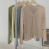 Cárdigan Ligero y Transpirable con Protección Solar para Mujer Verano 2025 Exterior Cuello en V Botones Versátil Holgado Camiseta de Manga Larga Top