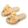 2023 Nueva Moda Lazo Grande Primavera y Verano Interior y Exterior Cómodas Zapatillas de Lino de Piso de Punta Abierta para Mujer Zapatillas de Casa