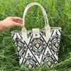 Bolso de Mano Tejido Estilo Coreano, Bolso de Mano de Moda Houndstooth para Viajeros de Gran Capacidad, Bolso de Mano Casual Versátil, Bolsa para el Almuerzo