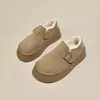 Zapatos Birkenstock de suela gruesa para mujer, botas de nieve engrosadas para mujer, novedades de invierno 2026, zapatos de mujer con forro de felpa, zapatos peludos sin cordones, zapatos de algodón