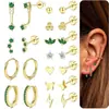 Brincos de Diamante Incrustados Geométricos Redondos Moda Leve Luxo Conjunto de Brincos Feminino e Versátil