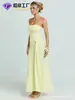 Vestido Longo Sexy Minimalista Sem Alças Torcido, Estilo Europeu e Americano, Ajuste na Cintura, Emagrecimento, Efeito Drapeado, Vestido Elegante, Feito Sob Medida