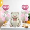 Set de Globos de Osito Mate Lindo con Foil Arcoíris Corazón Número Decoración para Fiesta de Cumpleaños Infantil Globos Arcoíris