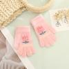 Guantes Nuevos de Hilo de Cristal para Niños Más Terciopelo de Dibujos Animados de Cinco Dedos Guantes Cálidos Invierno Lindo Dedos Separados Guantes de Estudiante