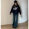 Moletom sem capuz com estampa de figo para outono e inverno para mulheres, modelagem solta, cobre os quadris, macio, forrado com fleece, top de jaqueta espesso
