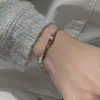 Anel Trançado Artesanal Italiano em Prata Esterlina S925 Design de Nicho Simples e Fashionável Estilo Meio Século Pulseira Geométrica Ondulada