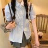 Falda de Traje Estilo Universitario para Mujer Verano Japonés Reductora de Edad Camisa Azul de Manga Corta con Falda Negra Plisada Conjunto de Dos Piezas