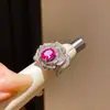 Anillo Abierto de Forma Ovalada Estilo Nuevo con Incrustaciones de Circonia, Anillo Exquisito Estilo Palacio Retro para Dedo Índice, Sensación de Lujo Ligero y Gama Alta, Joyería para Mujer