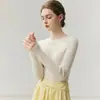 Nuevo suéter de cachemir 100% puro para otoño e invierno, cuello redondo, corte ajustado, versátil, cálido, top de punto para capa interior
