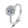 Anel de moissanite de simulação ao vivo vermelho de mão rápida transfronteiriça net 1 quilate seis garras anel de casamento fábrica atacado