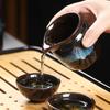 Bule Xishi de cerâmica com esmalte de forno e areia dourada, conjunto de chá Kung Fu para uso doméstico, tigela com três tampas, estilo chinês, produto único