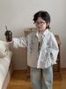 Ropa Infantil Montaigne Top Estilo Chanel Infantil Nueva Colección Primavera y Otoño 2025 Estilo Coreano Camisa con Graffiti para Niño Chaqueta Holgada