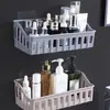 Prateleira de Armazenamento Prateleira de Cozinha Cesta de Armazenamento Montada na Parede Sem Furos Prateleira de Cosméticos para Banheiro Vaso Armazenamento Doméstico Parede