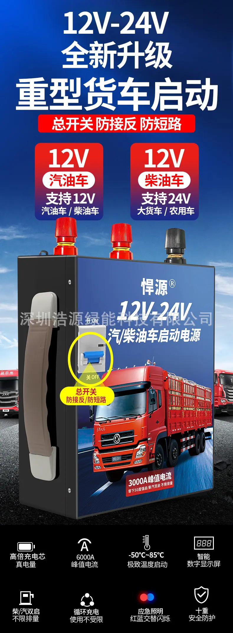 12v24v通用带总闸大货车