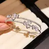 Pulseira Flor de Zircônia com Padrão de Onda de Nicho Estilo Francês, Design Simples e Moderno, Pulseira Exquisite, Sensação de Luxo Leve e de Alta Qualidade, Joias Femininas