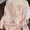 Pijama Feminino 2026 para Primavera e Outono, Manga Longa, Fofo, Casual, Tamanho Plus, Adequado para Usar Fora, Conjunto para Casa, Tamanho Plus, Adequado para Usar Fora