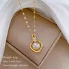 [Aço titânio] Pérola pipa luz de luxo elegante lindo colar de diamantes completos das mulheres all-match clavícula cadeia de aço de titânio