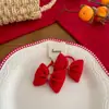 Nuevo Clip para el Cabello de Lazo de Terciopelo Rojo Accesorio Dulce para el Cabello Pin para Flequillo Lateral de Niñas Lindas