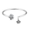 Pulsera de Plata 9999 Sansheng Albaricoque para Mujer Joven Hoja de Ginkgo Doble Elegante Sencilla Moda para Regalo de Cumpleaños de Novia