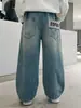 Z1401 Jeans Casuales Sueltos de Moda Bordados para Niños Yang Temporada Primavera 2025 Tendencia