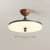 [Estrictamente Seleccionado] Lámpara de Techo Casual Estilo Crema de Segunda Mano Candelabro con Veta de Madera de Nogal Lámpara Retro Americana de Espectro Completo para Protección Ocular