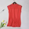 Camisola de Mujer Verano Ropa Exterior Chaleco Cuello Alto Medio Seda de Hielo Lino Alta Elasticidad Tejido de Punto Camisa Base con Top sin Mangas Trbottomy