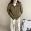 2026 Otoño e Invierno Nuevo Estilo Estilo Simple Suéter Holgado Chaqueta para Mujer Estilo Coreano Estilo Perezoso Doble Cremallera Cuello Alto Cardigan de Punto