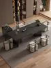 Mesa de Centro de Pizarra de Piedra de Lujo, Juego Moderno de Mesa y Sillas para el Té, Sencillo y Elegante con un Toque de Alta Gama, Mesa para Ceremonia del Té de Oficina, Mesa para Preparar Té