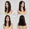Peluca de estilo diario transfronteriza de Amazon, cabello liso negro natural de longitud media para mujer, estilo seda mate, con flequillo hasta la clavícula, moldeable