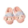 2026 Nuevo Pañuelo Sanrio Pantuflas de Algodón para Mujer Lindas Versátiles Cómodas Cálidas Antideslizantes de Punta Cerrada Zapatos para Mejor Amiga