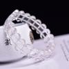 Pulseira de Cristal Branco Natural com Círculo Único, Polimento de Pedra Bruta e Pulseira de Cristal de Algodão para Mostrar a Cor da Pele, Suporta Identificação