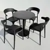Juego de Plástico para Reuniones de Ocio al Aire Libre con Mesa Redonda Pequeña y Sillas para Balcón, Popular en Cafeterías de Té de Leche de Moda, Mesa de Comedor Simple para Uso al Aire Libre