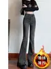 Calça jeans feminina de inverno com forro de fleece, boca de sino, plus size, cintura alta, modeladora, para silhuetas tipo pera, calça elástica