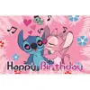 Tela de Fondo de Cumpleaños de Stitch Suministros de Decoración para Fiesta de Cumpleaños Diseño del Lugar Banner de Tela de Poliéster de Stitch
