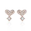 Brincos de Prata 925 Esterlina com Diamante Coração Estilo Coreano INS Temperamento Personalidade Estilo Feminino Brincos de Coração Joia Presente