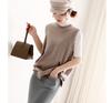Otoño e Invierno Jersey de Punto Cachemira con Cuello Redondo para Mujer Suéter Chaleco de Lana Talla Grande Estilo Preppy Holgado Lazy