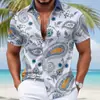 E-commerce Transfronteiriço Verão Nova Camisa Masculina Caimento Seda Lisa Não Amassa Casual Moda Estampa 3D Manga Curta Camisa Homem